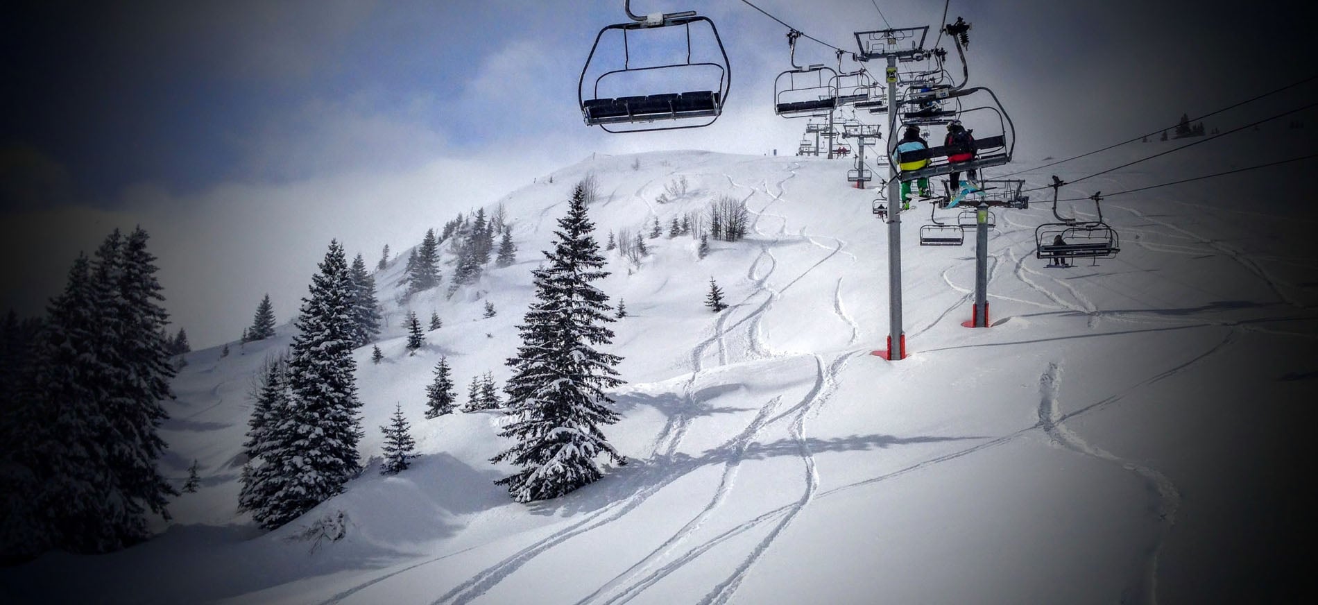 Snowy Avoriaz lifts and powder lines Snowy Avoriaz lifts and powder lines